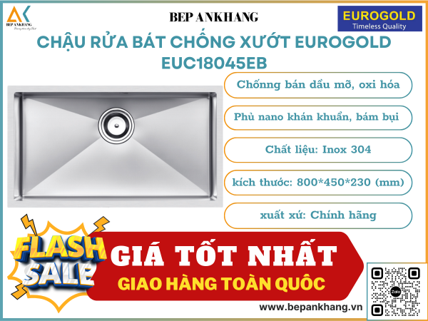 Chậu rửa bát chống xướt Eurogold EUC18045EB